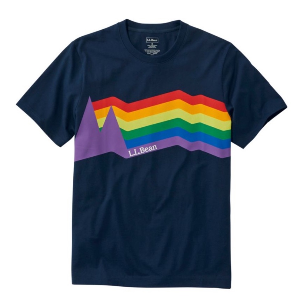 L.L.Bean Navy Tee Bright Rainbow Mountain Graphic women’s sz M tshirt top